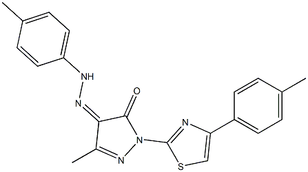 3-methyl-1-[4-(4-methylphenyl)-1,3-thiazol-2-yl]-1H-pyrazole-4,5-dione 4-[N-(4-methylphenyl)hydrazone] Struktur