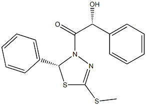 (2R)-2,3-Dihydro-5-(methylthio)-3-[(2R)-2-hydroxy-2-phenylacetyl]-2-(phenyl)-1,3,4-thiadiazole Struktur