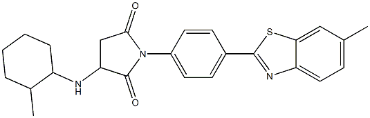 1-[4-(6-methyl-1,3-benzothiazol-2-yl)phenyl]-3-[(2-methylcyclohexyl)amino]-2,5-pyrrolidinedione Struktur