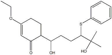 3-Ethoxy-6-(1,5-dihydroxy-5-methyl-4-phenylthiohexyl)-2-cyclohexen-1-one Struktur
