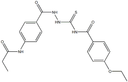 4-ethoxy-N-({2-[4-(propionylamino)benzoyl]hydrazino}carbothioyl)benzamide Struktur