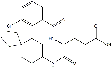 (R)-4-(3-Chlorobenzoylamino)-5-oxo-5-(4,4-diethylcyclohexylamino)valeric acid Struktur