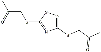 1-({3-[(2-oxopropyl)thio]-1,2,4-thiadiazol-5-yl}thio)acetone Struktur