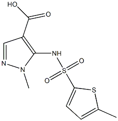 1-methyl-5-[(5-methylthiophene-2-)sulfonamido]-1H-pyrazole-4-carboxylic acid Struktur