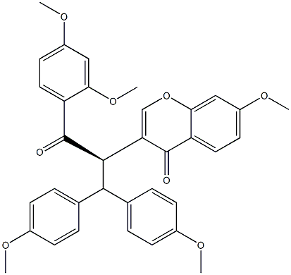3-[(R)-1-[Bis(4-methoxyphenyl)methyl]-2-(2,4-dimethoxyphenyl)-2-oxoethyl]-7-methoxy-4H-1-benzopyran-4-one Struktur