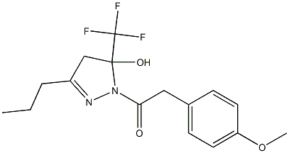 1-[(4-methoxyphenyl)acetyl]-3-propyl-5-(trifluoromethyl)-4,5-dihydro-1H-pyrazol-5-ol Struktur