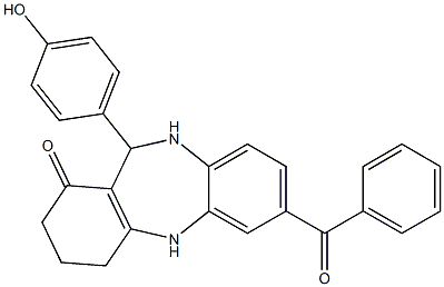 7-benzoyl-11-(4-hydroxyphenyl)-2,3,4,5,10,11-hexahydro-1H-dibenzo[b,e][1,4]diazepin-1-one Struktur