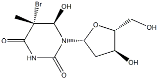 (5R,6R)-5,6-Dihydro-5-bromo-6-hydroxythymidine Structure