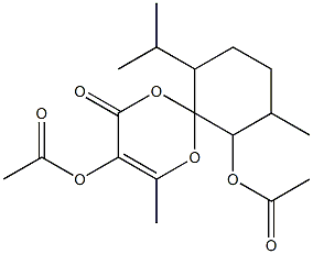 (6R)-7-Isopropyl-10-methyl-3-bis(acetoxy)methyl-1,5-dioxaspiro[5.5]undec-2-en-4-one Struktur