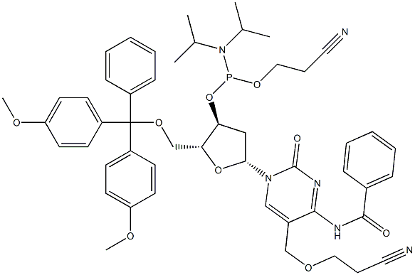 Cytidine, N-benzoyl-5'-O-[bis(4-methoxyphenyl)phenylmethyl]-5-[(2-cyanoethoxy)methyl]-2'-deoxy-, 3'-[2-cyanoethyl N,N-bis(1-methylethyl)phosphoramidite]|5-Hydroxyemthyl-dC 亞磷酰胺單體