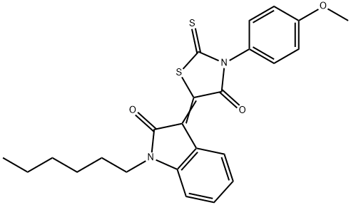 (5Z)-5-(1-hexyl-2-oxoindol-3-ylidene)-3-(4-methoxyphenyl)-2-sulfanylidene-1,3-thiazolidin-4-one Structure