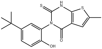 3-(5-tert-butyl-2-hydroxyphenyl)-6-methyl-2-sulfanylidene-1H-thieno[2,3-d]pyrimidin-4-one Structure