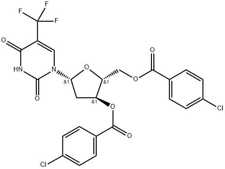 1-[2-deoxy-3,5-di-O-(p-chlorobenzoyl)-β-D-erythropentofuranosyl]-5-trifluoromethyl uracil, 129664-47-7, 結(jié)構(gòu)式