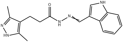 (E)-N-((1H-indol-3-yl)methylene)-3-(3,5-dimethyl-1H-pyrazol-4-yl)propanehydrazide Struktur