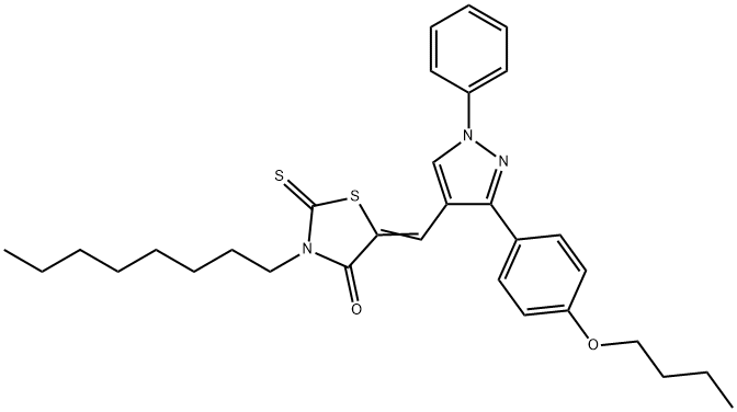 (5Z)-5-[[3-(4-butoxyphenyl)-1-phenylpyrazol-4-yl]methylidene]-3-octyl-2-sulfanylidene-1,3-thiazolidin-4-one Struktur