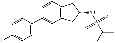 [N-[(2S)-5-(6-fluoro-3-pyridinyl)-2,3-dihydro 1H–inden-2-yl]-2-propanesulfonamide] Struktur