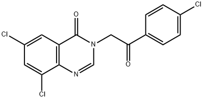 6,8-Dichloro-3-(2-(4-chloro-phenyl)-2-oxo-ethyl)-3H-quinazolin-4-one Struktur