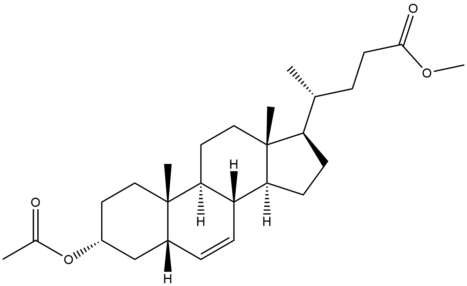 Chol-6-en-24-oic acid, 3-(acetyloxy)-, methyl ester, (3α,5β)- Struktur