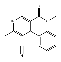 3-Pyridinecarboxylic acid, 5-cyano-1,4-dihydro-2,6-dimethyl-4-phenyl-, methyl ester Struktur
