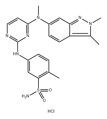 Benzenesulfonamide, 5-[[4-[(2,3-dimethyl-2H-indazol-6-yl)methylamino]-2-pyrimidinyl]amino]-2-methyl-, hydrochloride (1:) Struktur