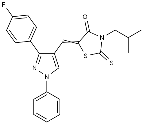 (5E)-5-{[3-(4-FLUOROPHENYL)-1-PHENYL-1H-PYRAZOL-4-YL]METHYLENE}-3-ISOBUTYL-2-THIOXO-1,3-THIAZOLIDIN-4-ONE Struktur