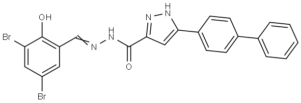 3-(1,1'-BI-PH)-4-YL-N'-(3,5-DI-BR-2-HO-BENZYLIDENE)-1H-PYRAZOLE-5-CARBOHYDRAZIDE Struktur