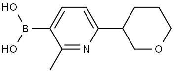(2-methyl-6-(tetrahydro-2H-pyran-3-yl)pyridin-3-yl)boronic acid Struktur