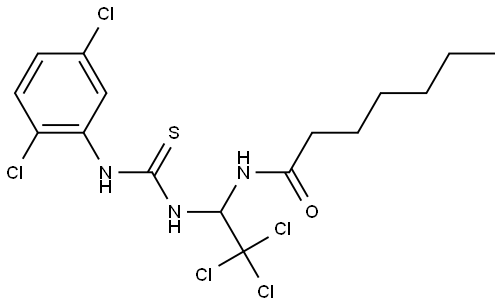 N-(2,2,2-TRICHLORO-1-(((2,5-DICHLOROANILINO)CARBOTHIOYL)AMINO)ETHYL)HEPTANAMIDE Struktur