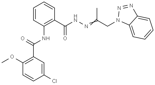 N-[2-({(2E)-2-[2-(1H-1,2,3-BENZOTRIAZOL-1-YL)-1-METHYLETHYLIDENE]HYDRAZINO}CARBONYL)PHENYL]-5-CHLORO-2-METHOXYBENZAMIDE Struktur