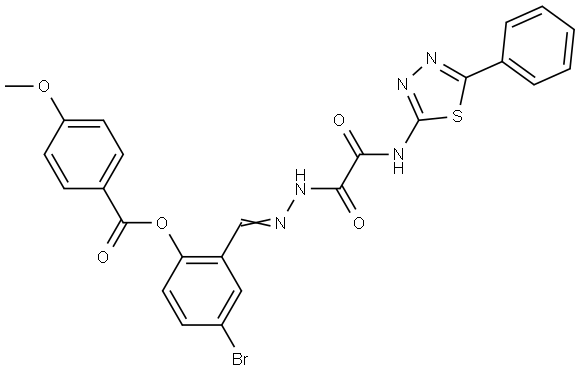 4-BROMO-2-[(E)-({OXO[(5-PHENYL-1,3,4-THIADIAZOL-2-YL)AMINO]ACETYL}HYDRAZONO)METHYL]PHENYL 4-METHOXYBENZOATE Struktur