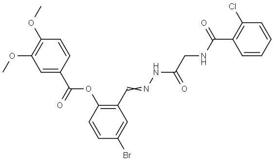 4-BR-2-(2-(((2-CHLOROBENZOYL)AMINO)AC)CARBOHYDRAZONOYL)PH 3,4-DIMETHOXYBENZOATE Struktur