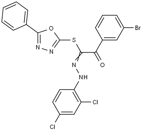 5-PHENYL-1,3,4-OXADIAZOL-2-YL (1E)-2-(3-BROMOPHENYL)-N-(2,4-DICHLOROPHENYL)-2-OXOETHANEHYDRAZONOTHIOATE Structure