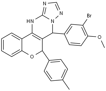 2-BROMO-4-[6-(4-METHYLPHENYL)-7,12-DIHYDRO-6H-CHROMENO[4,3-D][1,2,4]TRIAZOLO[1,5-A]PYRIMIDIN-7-YL]PHENYL METHYL ETHER Structure