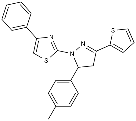 Thiazole, 2-[4,5-dihydro-5-(4-methylphenyl)-3-(2-thienyl)-1H-pyrazol-1-yl]-4-phenyl- Struktur