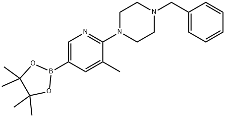 1-benzyl-4-(3-Methyl-5-(4,4,5,5-tetraMethyl-1,3,2-dioxaborolan-2-yl)pyridin-2-yl)piperazine Struktur