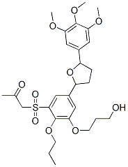 2-(3-((2-oxopropyl)sulfonyl)-4-n-propoxy-5-(3-hydroxypropoxy)phenyl)-5-(3,4,5-trimethoxyphenyl)tetrahydrafuran Struktur