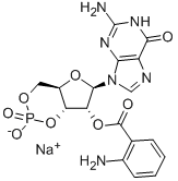 GUANOSINE 3',5'-CYCLIC MONOPHOSPHATE, 2'-O-ANTHRANILOYL-, SODIUM SALT Struktur