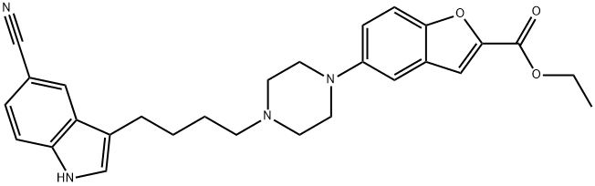 5-[4-[4-(5-氰基-1H-吲哚-3-基)丁基]-1-哌嗪基]-2-苯并呋喃羧酸乙酯, 163521-11-7, 結(jié)構(gòu)式