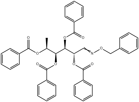 2-O,3-O,4-O,5-O-Tetrabenzoyl-6-deoxy-L-mannose O-benzyl oxime Struktur