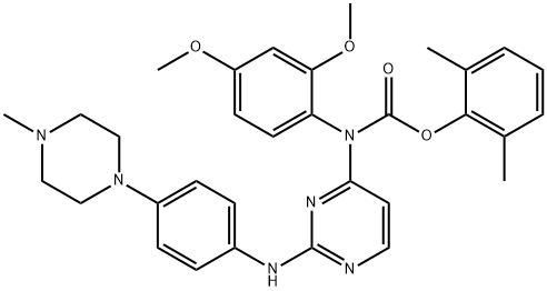 2,6-DIMETHYLPHENYL 2,4-DIMETHOXYPHENYL(2-(4-(4-METHYLPIPERAZIN-1-YL)PHENYLAMINO)PYRIMIDIN-4-YL)CARBAMATE, 837422-57-8, 結(jié)構(gòu)式