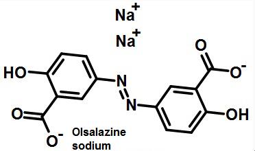 The structural formula of oralalazine sodium The structural formula of oralalazine sodium