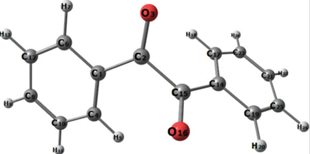 Benzil ball and stick model Benzil ball and stick model