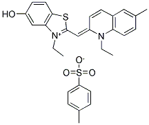 3-ETHYL-5-OXY-2-[(1-ETHYL-6-METHYL-2(1H)-QUINOLYLIDENE)METHYL] BENZOTHIAZOLIUM-P-TOLUENESULFONATE Struktur