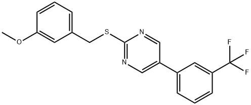 2-[(3-METHOXYBENZYL)SULFANYL]-5-[3-(TRIFLUOROMETHYL)PHENYL]PYRIMIDINE Struktur