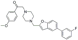 2-(4-([5-(3-FLUOROPHENYL)-1-BENZOFURAN-2-YL]METHYL)PIPERAZIN-1-YL)-1-(4-METHOXYPHENYL)ETHANONE Struktur