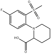 1-[4-フルオロ-2-(メチルスルホニル)フェニル]ピペリジン-2-カルボン酸 化學(xué)構(gòu)造式