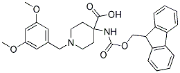4-(((9H-FLUOREN-9-YL)METHOXY)CARBONYLAMINO)-1-(3,5-DIMETHOXYBENZYL)PIPERIDINE-4-CARBOXYLIC ACID Struktur