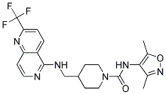N-(3,5-DIMETHYLISOXAZOL-4-YL)-4-(([2-(TRIFLUOROMETHYL)-1,6-NAPHTHYRIDIN-5-YL]AMINO)METHYL)PIPERIDINE-1-CARBOXAMIDE Struktur