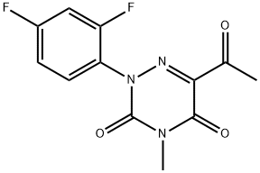 6-ACETYL-2-(2,4-DIFLUOROPHENYL)-4-METHYL-1,2,4-TRIAZINE-3,5(2H,4H)-DIONE Struktur