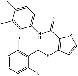 3-[(2,6-DICHLOROBENZYL)SULFANYL]-N-(3,4-DIMETHYLPHENYL)-2-THIOPHENECARBOXAMIDE Struktur